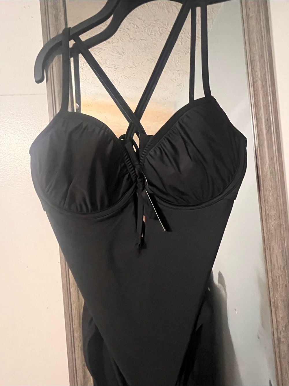 Adore Me Black One-Piece Swim with Crisscross Straps